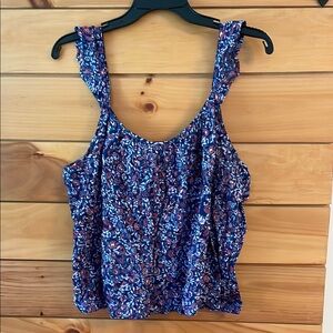 GAP Blue and Pink Ruffled Sleeveless Tank Top